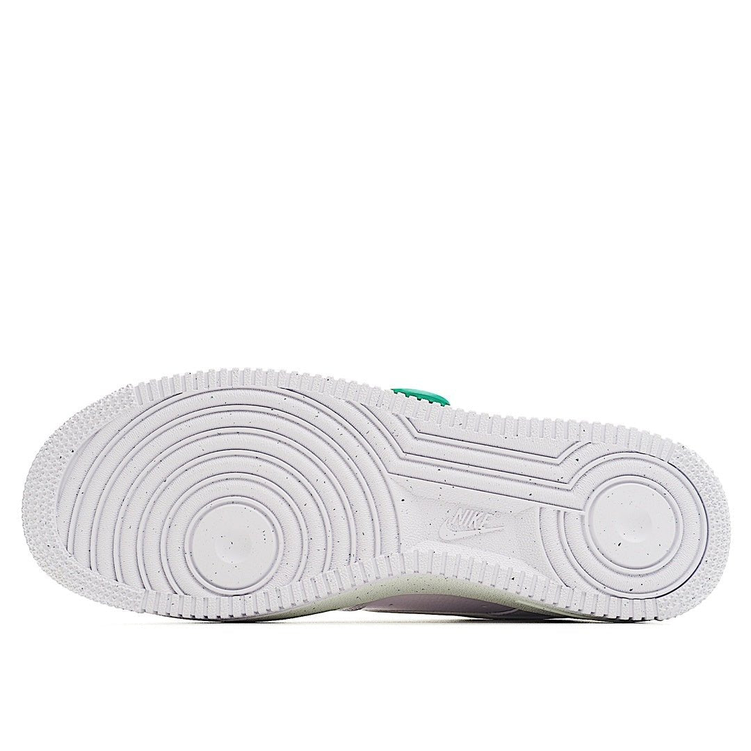 White rubber outsole with tread pattern and heel grip details