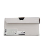 White Nike shoe box with barcode label and product photo, top view