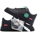 Nike Air Force 1 Low black sneakers with HY round badge and Supreme heel label