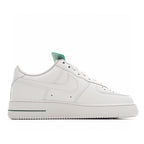 Nike Air Force 1 sneakers, white upper with teal collar lining and side swoosh