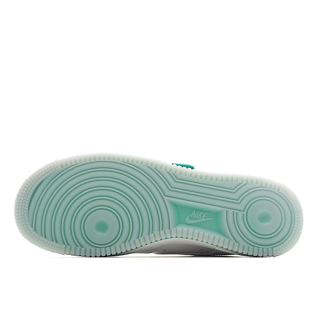 Nike Air Force 1 sneakers outsole, light teal rubber with circular tread pattern