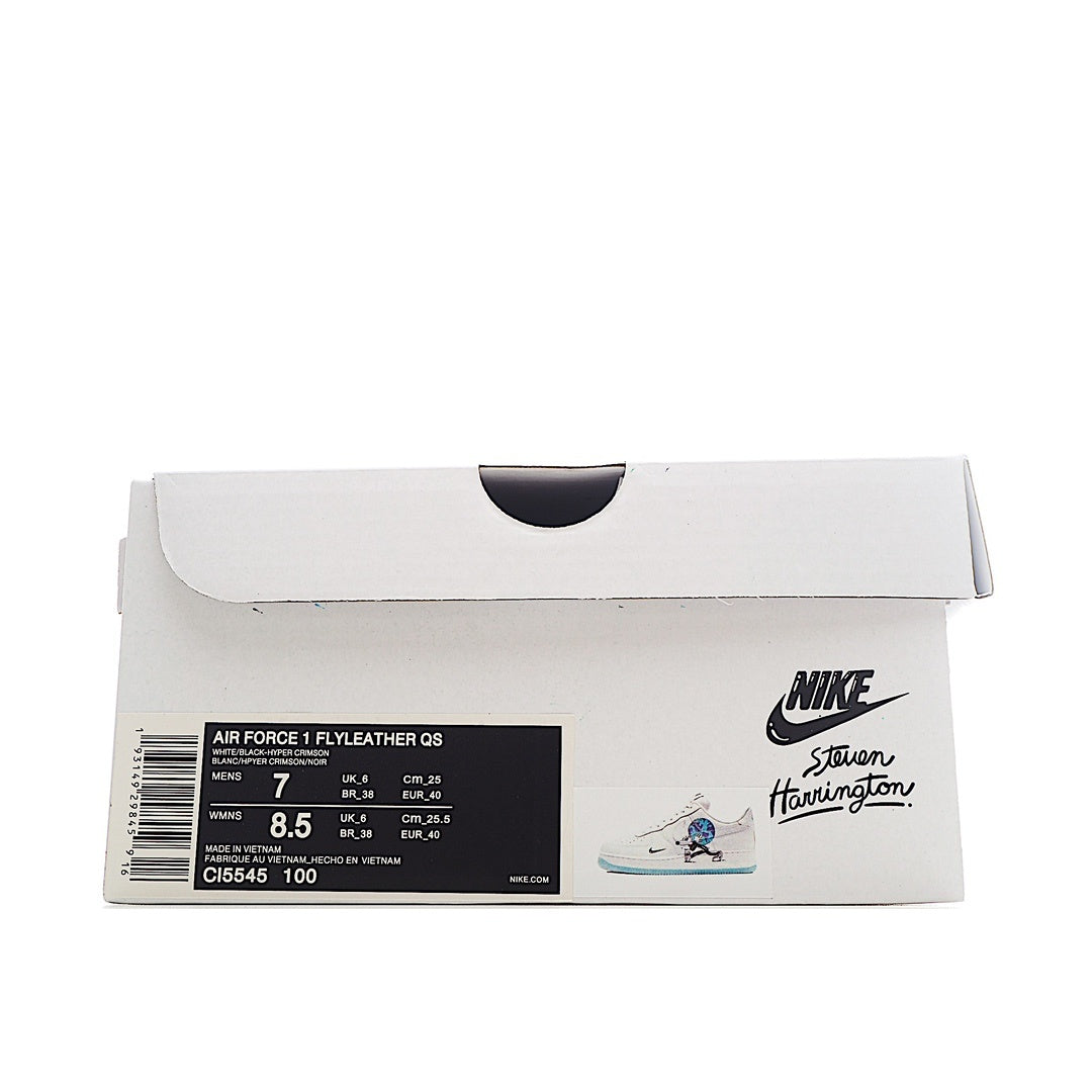 Nike Air Force 1 shoe box with size label and handwritten style on lid