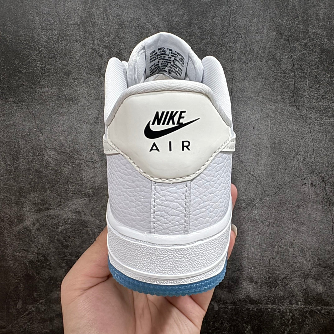 Nike Air Force 1 sneaker heel with Nike Air logo and white leather