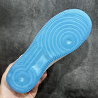 Nike Air Force 1 sneaker outsole, blue rubber with circular traction pods