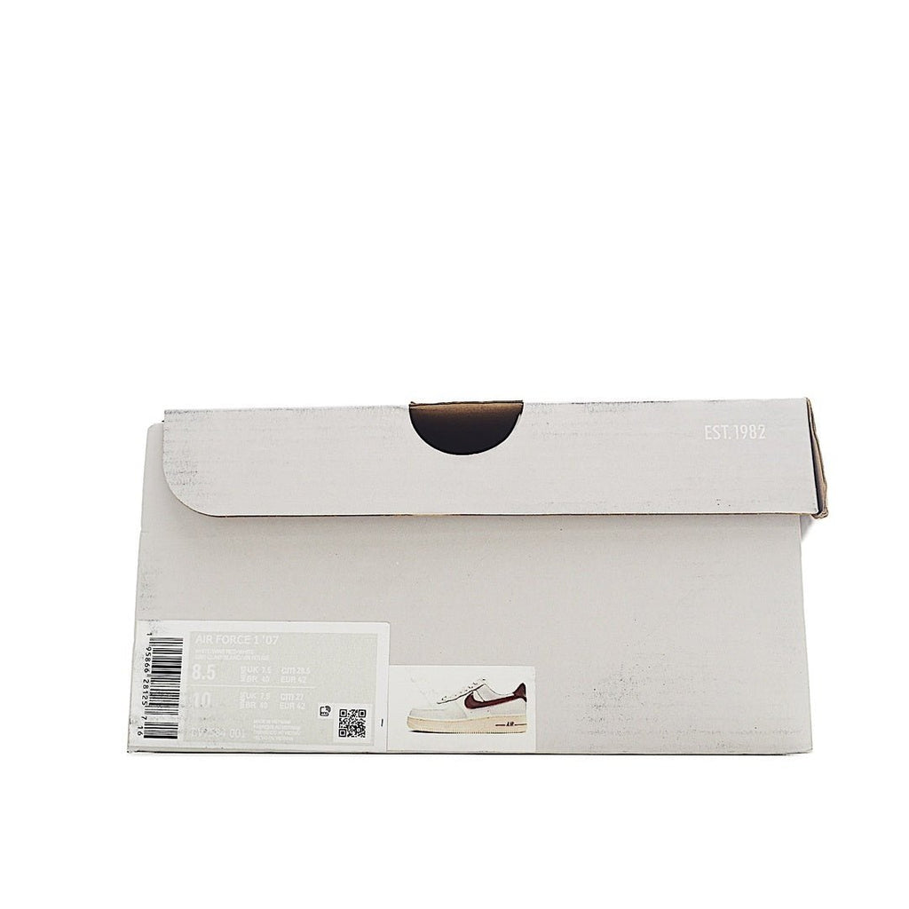 White shoe box with label and side graphic, with open top flap
