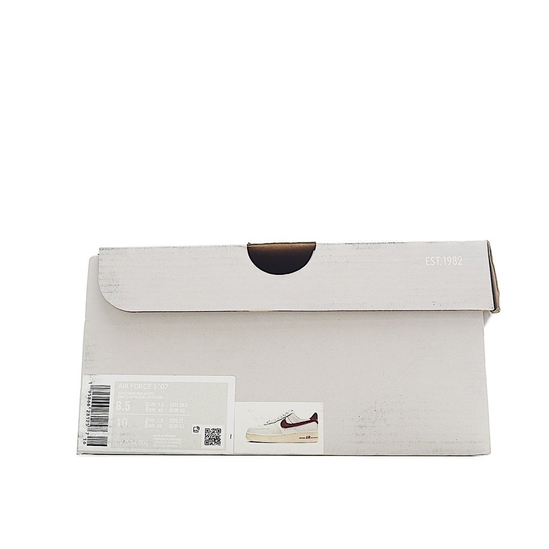 White shoe box with label and side graphic, with open top flap