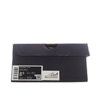 Navy Air Force 1 sneaker box with artwork and size label on the front