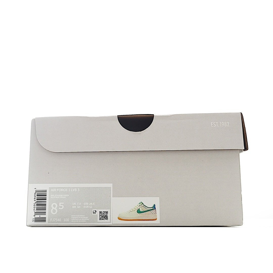 White shoe box with Nike branding and product label, top view