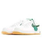 Nike Air Force 1 low-top sneakers, white with green panels and tan gum sole