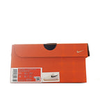 Nike Air Force 1 shoe box, orange cardboard with Nike logo and size label