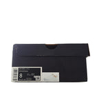 Shoebox with shipping label and size tag