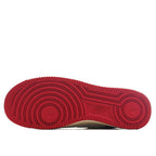 Nike Air Force 1 red rubber outsole with circular tread pattern