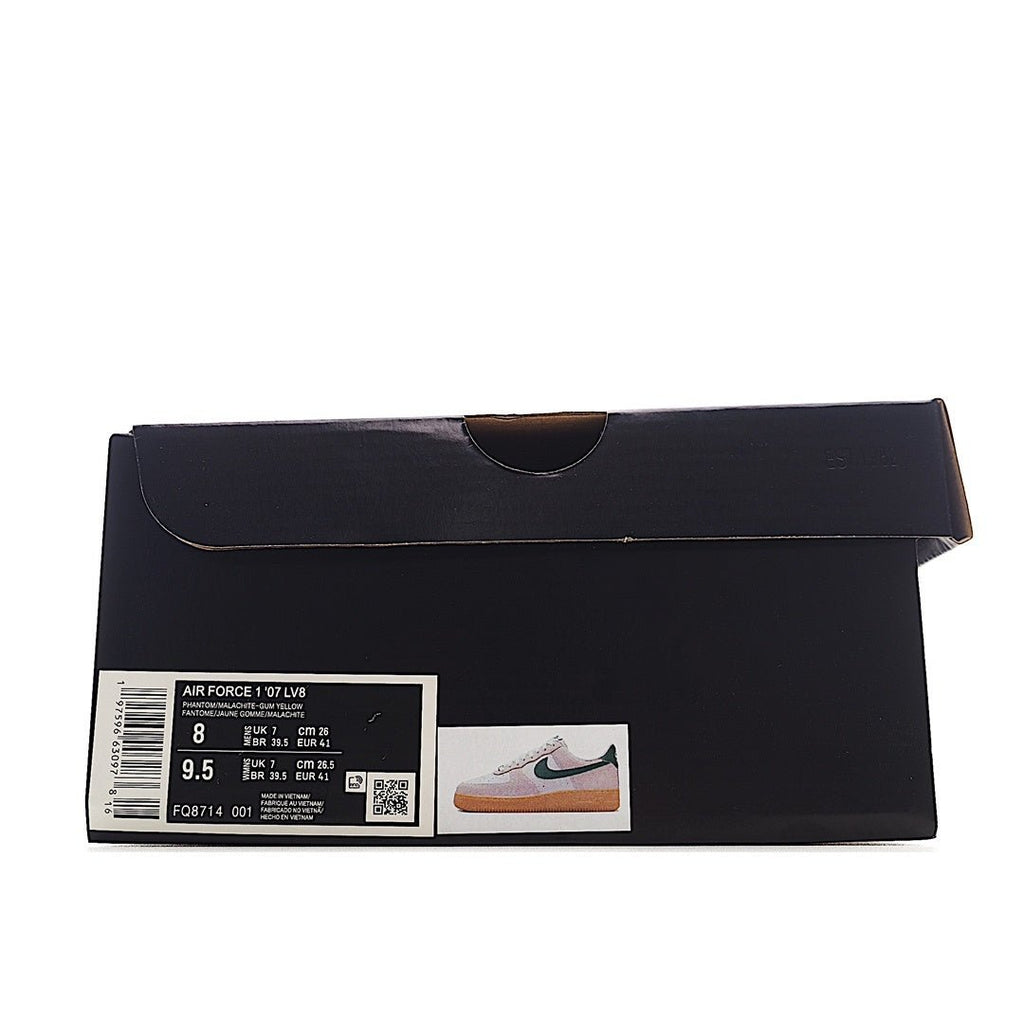 Nike Air Force 1 shoe box with size label and small product image