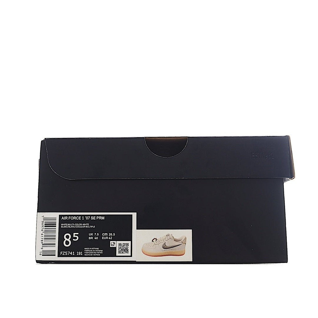 Shoe box labeled "Air Force 1" with size 8 UK and product tag