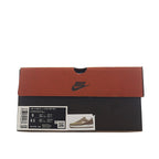 Nike Air Force 1 shoebox with brown lid, black base, and white size label