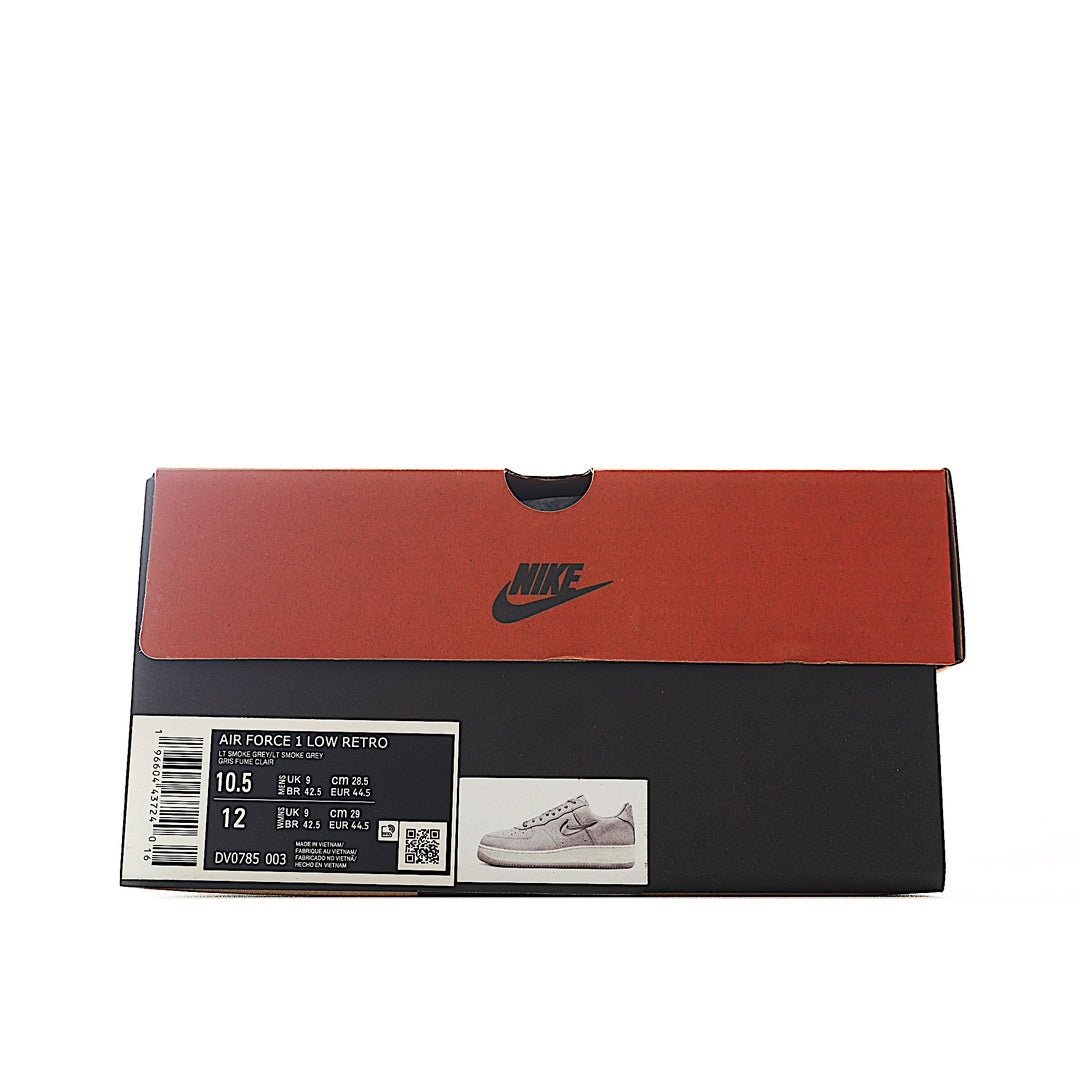 Nike Air Force 1 shoe box with red top and black sides, product packaging
