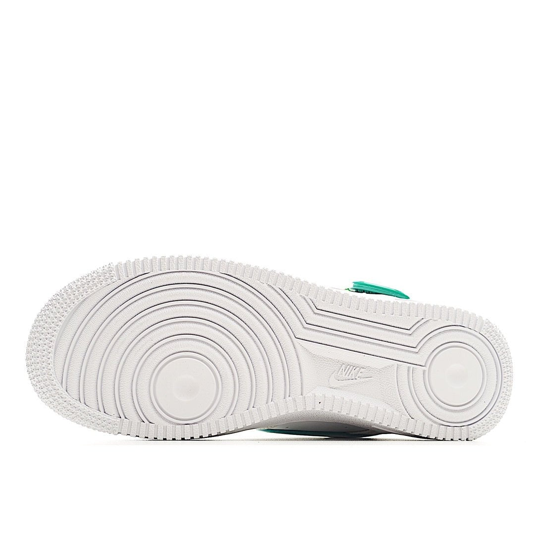 White rubber outsole for low-top sneaker with tread pattern and teal heel