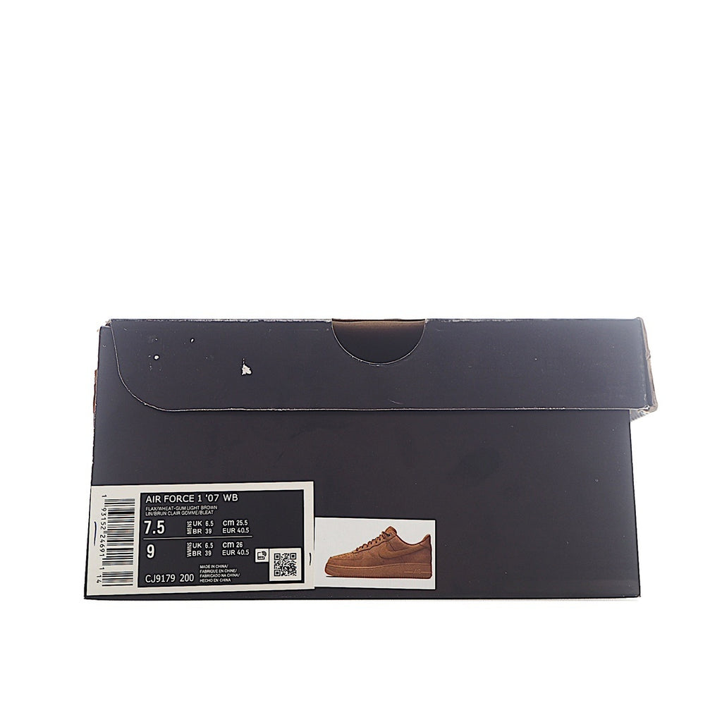 Black shoe box with size/label sticker and product photo panel