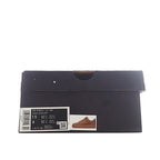 Black shoe box with size/label sticker and product photo panel