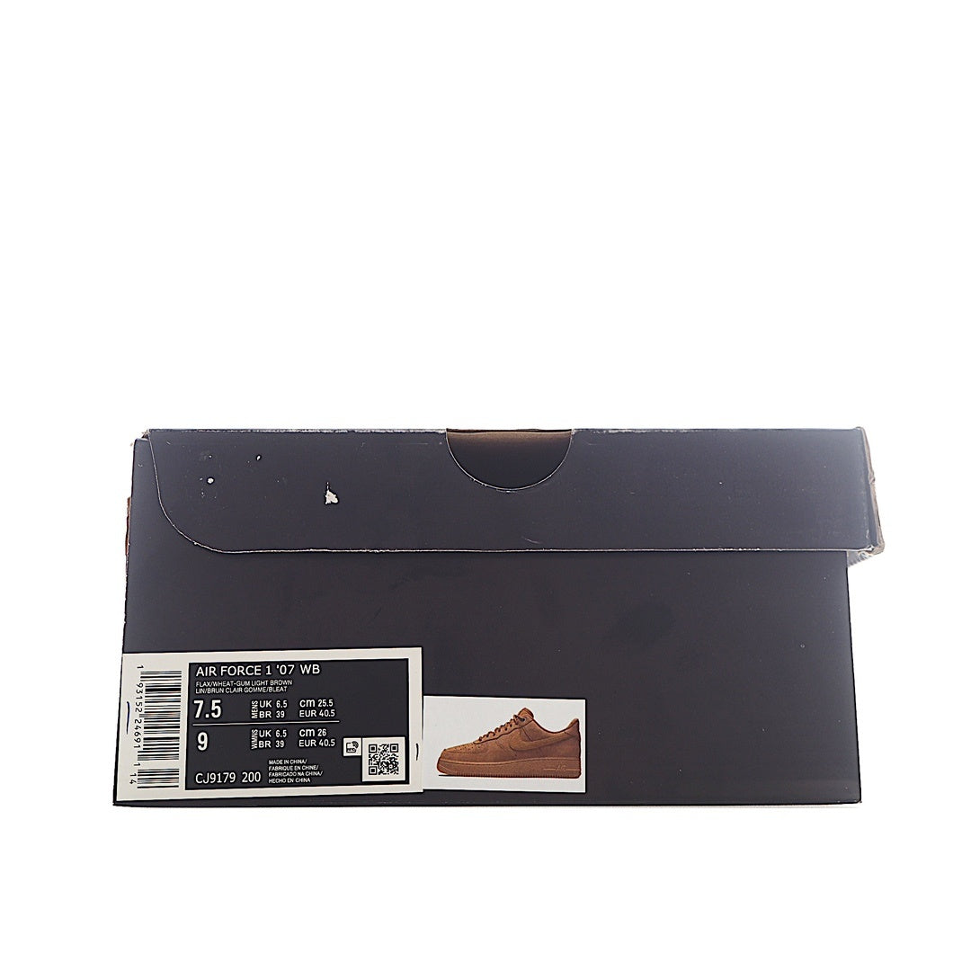 Black shoe box with size/label sticker and product photo panel