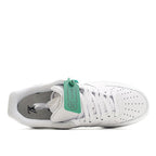 White Air Force 1 sneakers interior view with mint green swing tag