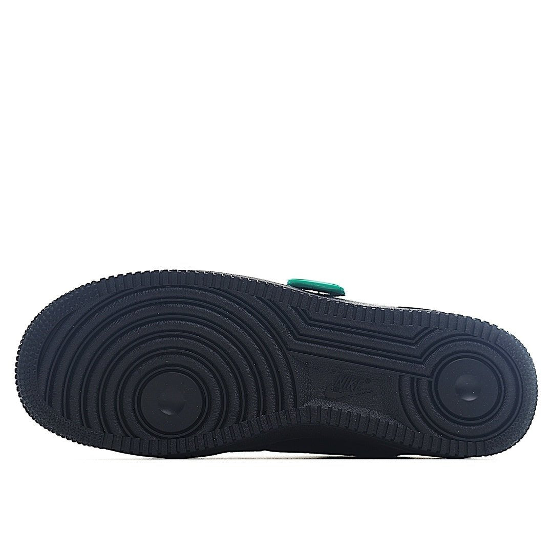 Black sneaker outsole with circular tread pattern