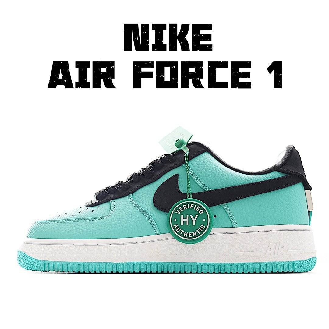 Mint green and black low-top lace-up sneakers with Nike swoosh and textured sole